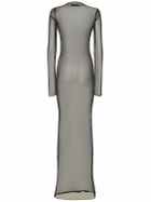 LUDOVIC DE SAINT SERNIN Long Sleeved Sheer Mesh Long Dress