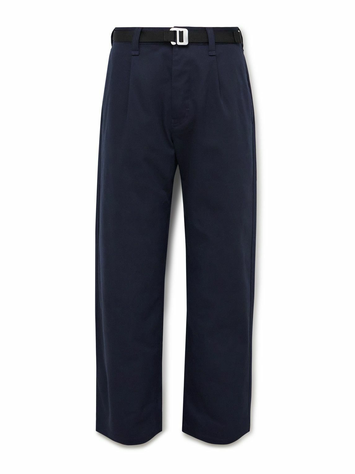 Stone Island - Marina Wide-Leg Belted Pleated Cotton-Blend Gabardine Trousers - Blue