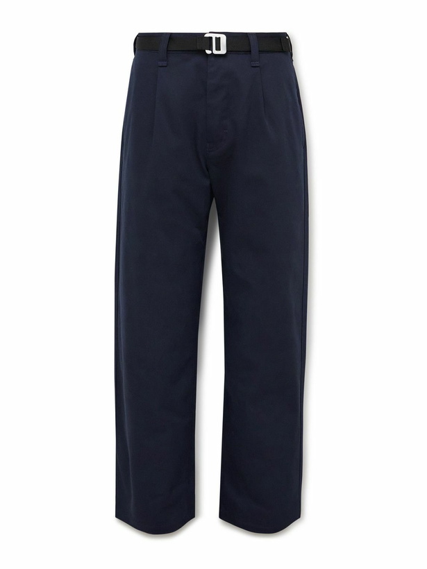Photo: Stone Island - Marina Wide-Leg Belted Pleated Cotton-Blend Gabardine Trousers - Blue