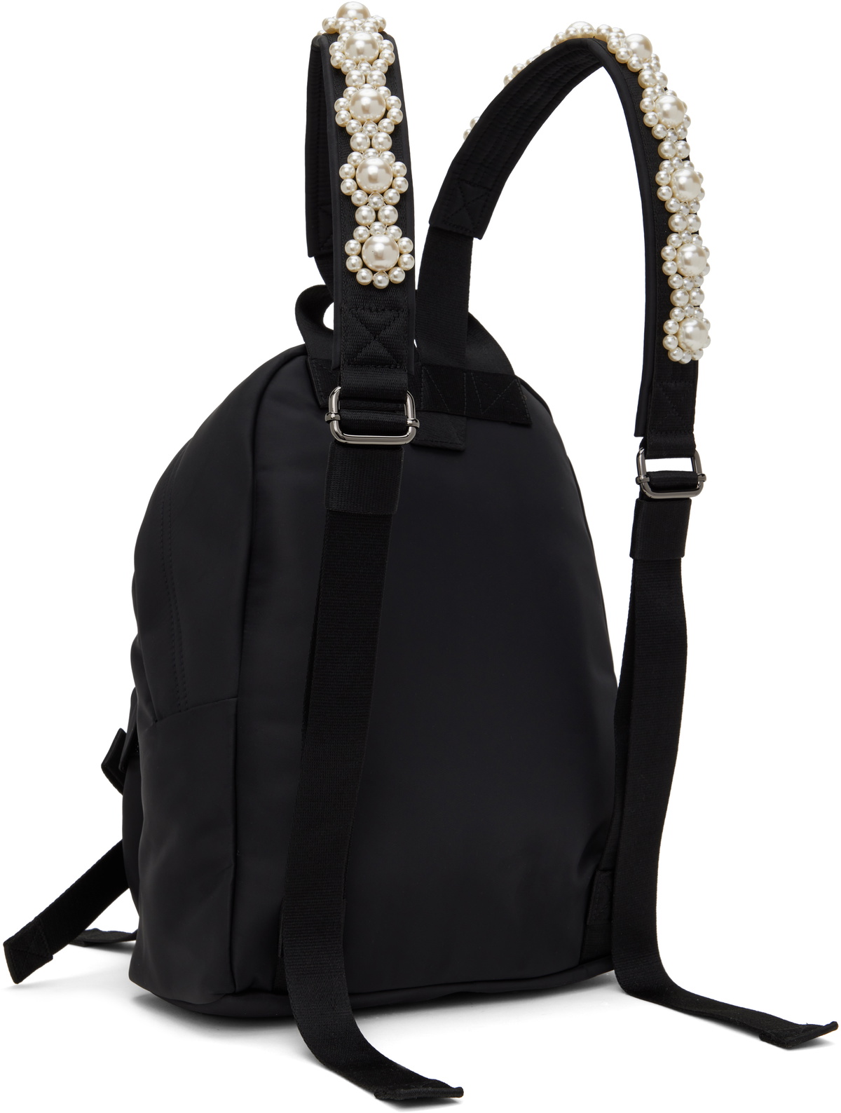 Simone Rocha Black Beaded Utility Bow Backpack