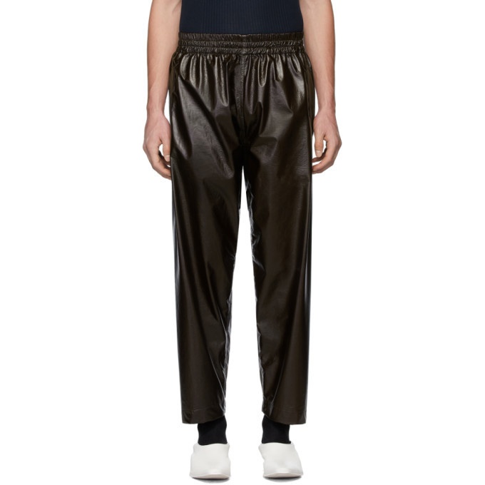 Photo: Hed Mayner Brown Faux-Leather Trousers
