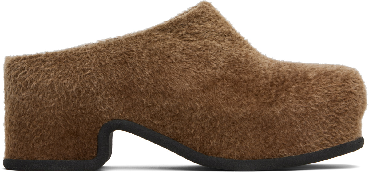 Dries Van Noten Brown Shearling Slip-on Loafers