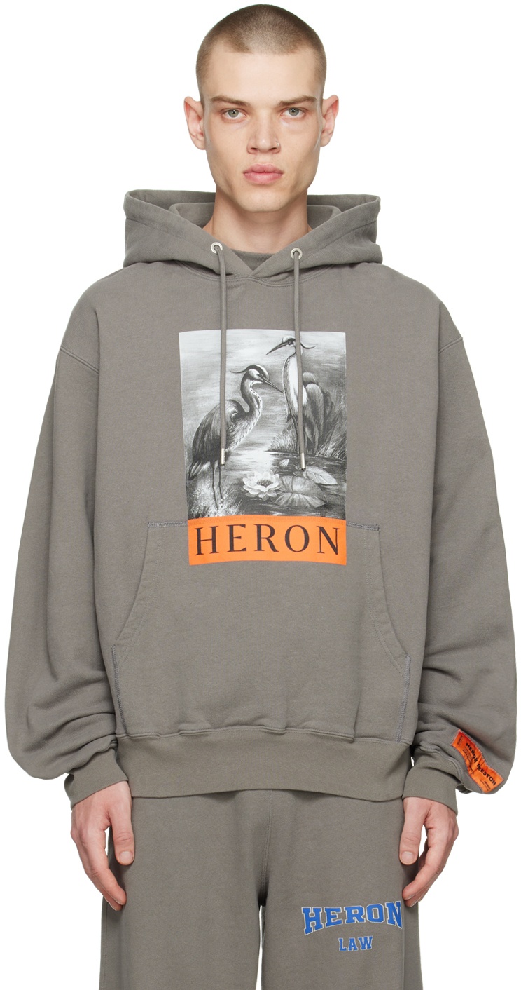 Heron Preston Gray Printed Hoodie Heron Preston