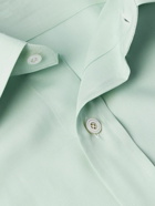 TOM FORD - Slim-Fit Cutaway-Collar Silk-Poplin Shirt - Green