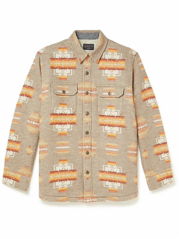 Photo: Pendleton - Faux Shearling-Lined Cotton-Jacquard Shirt Jacket - Brown