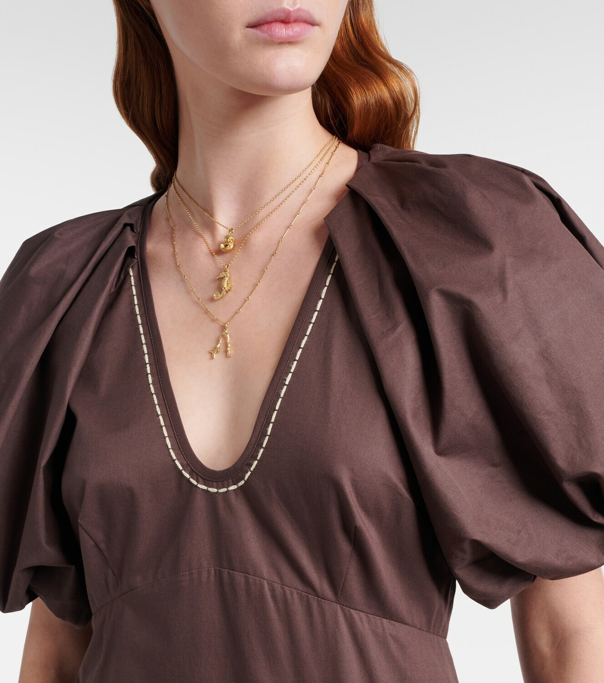 Alémais Puff-sleeve cotton maxi dress