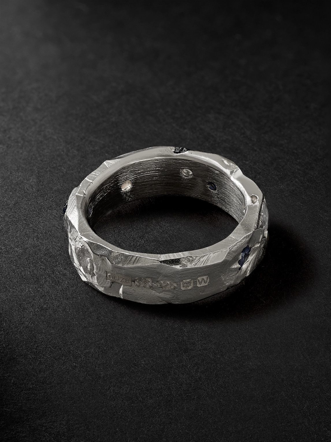 The Ouze - Sterling Silver Sapphire and Emerald Ring - Silver