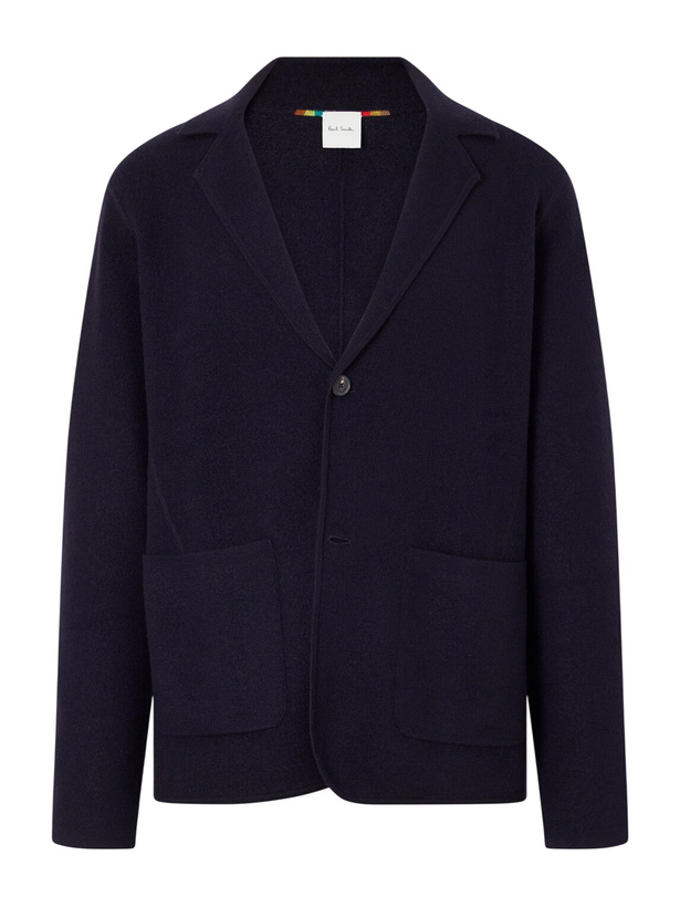 Photo: Paul Smith - Knitted Merino Wool Blazer - Blue
