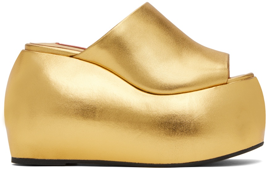 Photo: SIMONMILLER Gold Bubble Wedge Heeled Sandals
