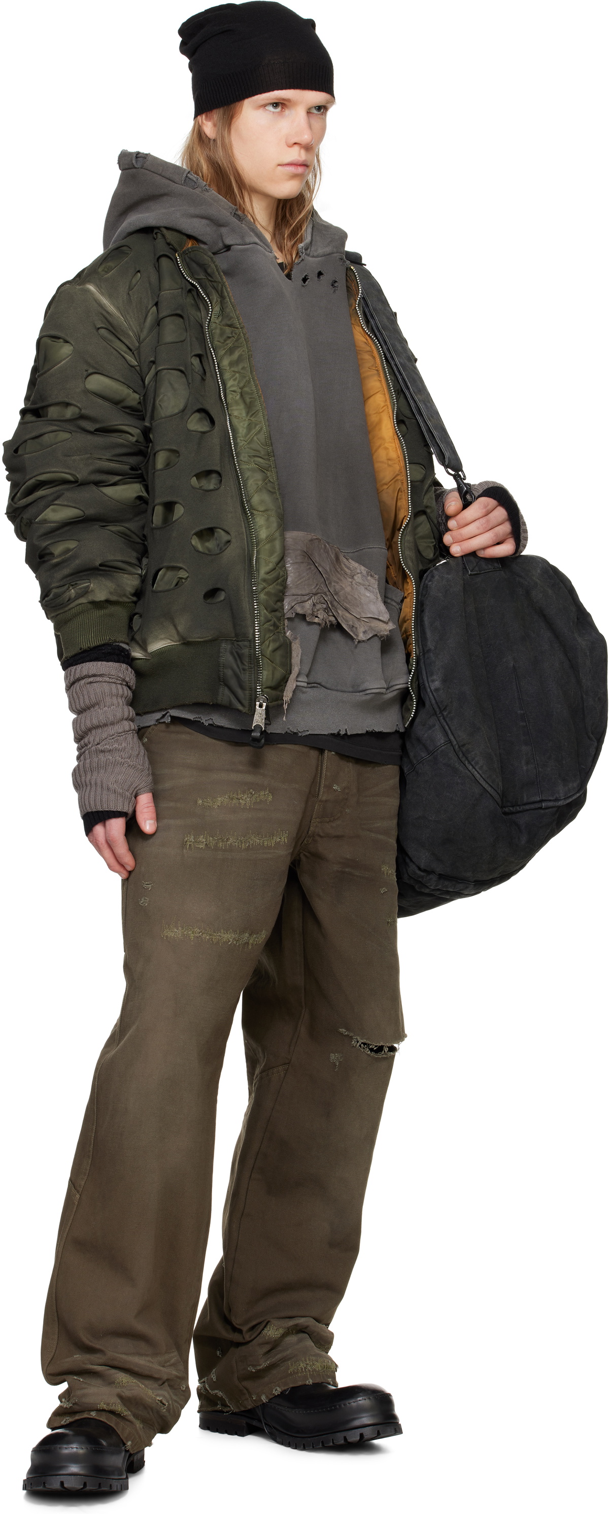 Alexander Digenova Khaki Double Layer Reversible Bomber Jacket