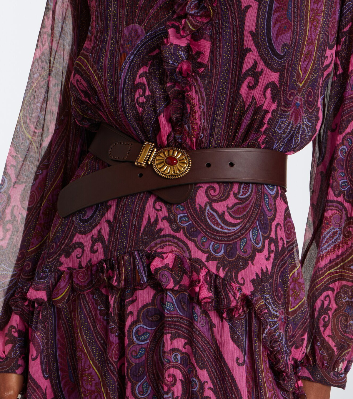 Etro Crystal-embellished leather belt