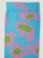 Les Chaussettes Floral Print Socks in Blue
