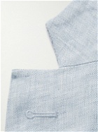 Agnona - Leather-Trimmed Linen Suit Jacket - Blue
