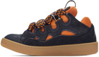 Lanvin SSENSE Exclusive Orange & Navy Curb Sneakers