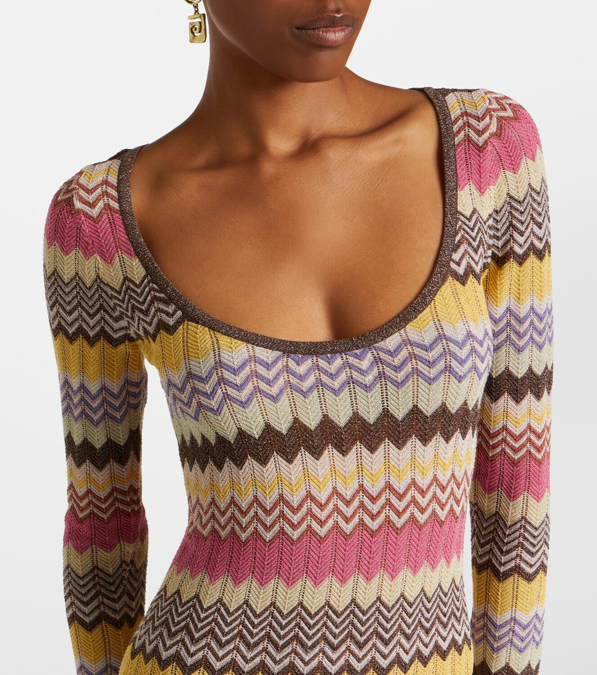 Faithfull Pedro chevron lamé maxi dress