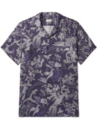 ETRO - Camp-Collar Floral-Print Linen Shirt - Blue