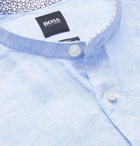 Hugo Boss - Slim-Fit Grandad-Collar Linen Shirt - Blue