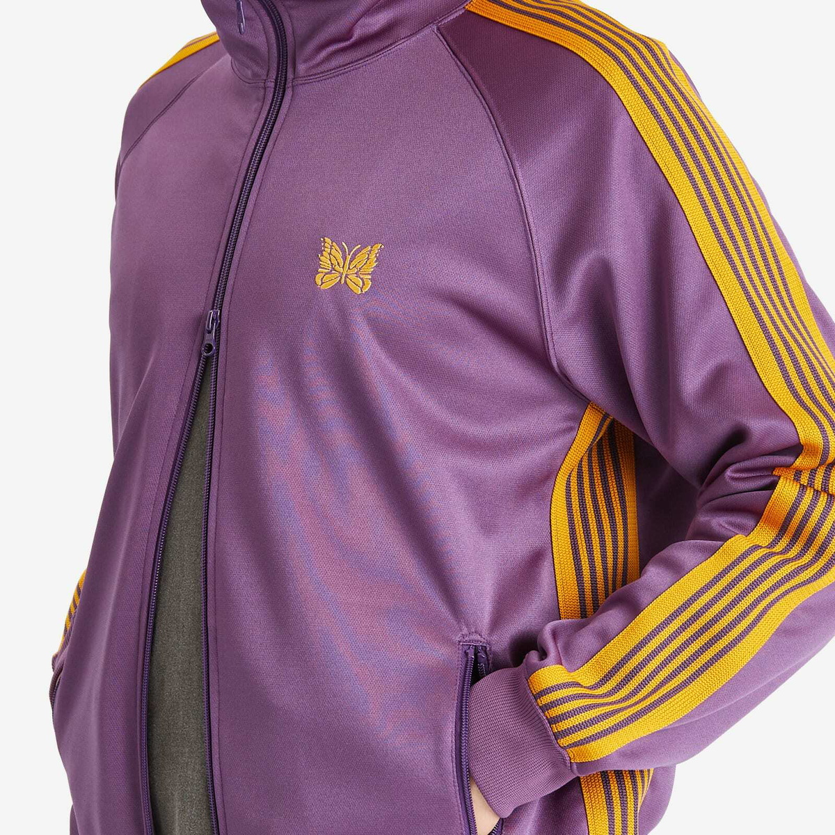 Needles Men's Poly Smooth Track Jacket in Purple Needles
