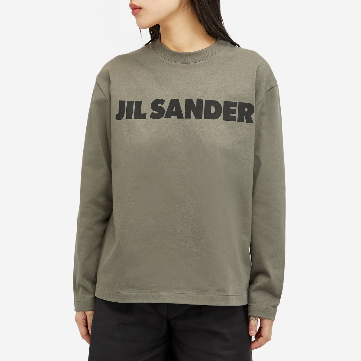 Jil Sander Women's Long Sleeve T-Shirt in Thyme Green Jil Sander