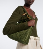 Bottega Veneta Andiamo Intrecciato Small suede top-handle bag