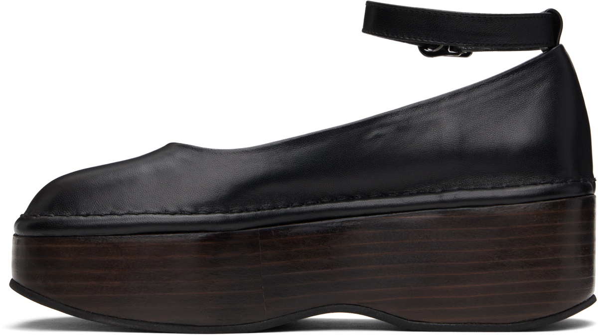 AMOMENTO Black Platform Flats