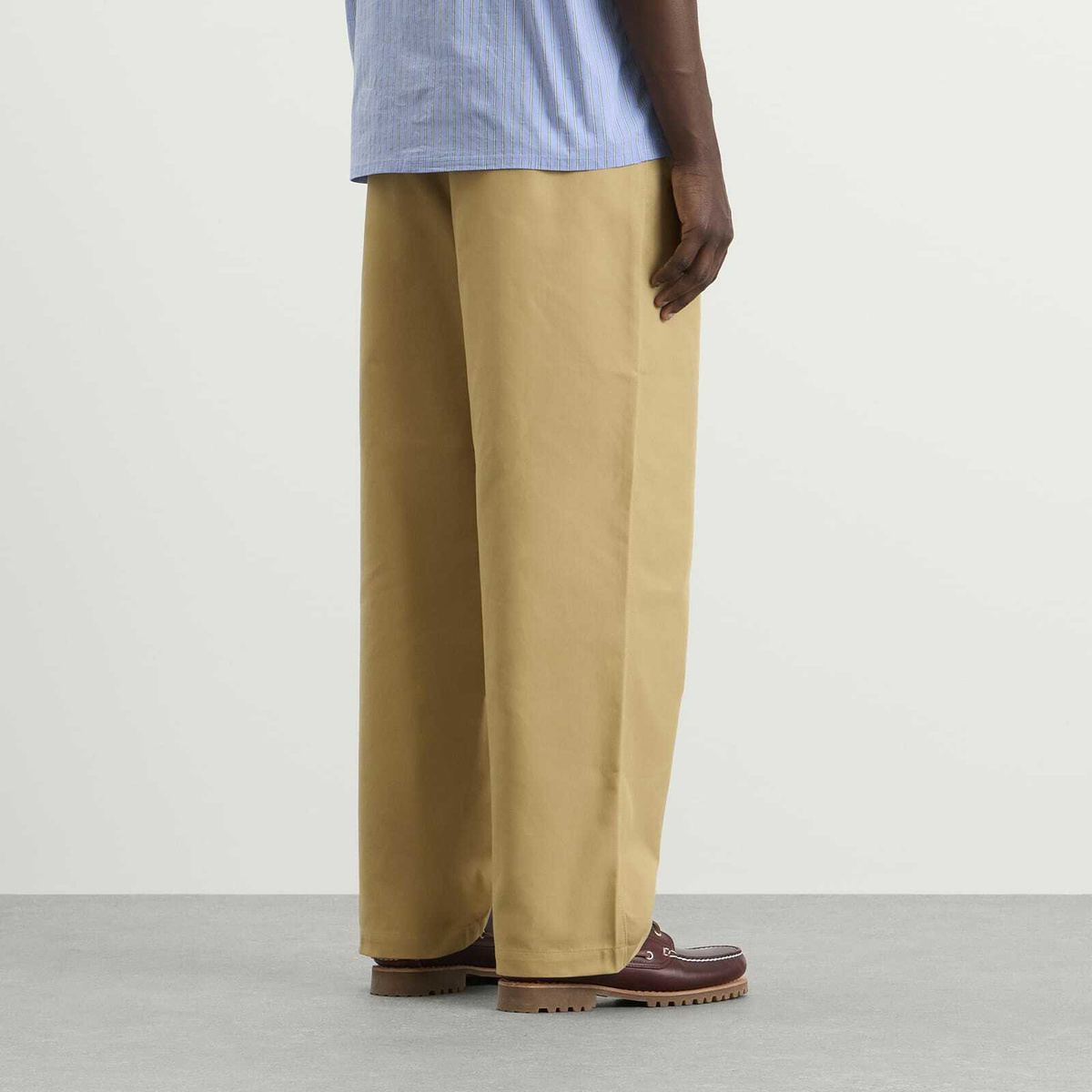 Bound Men's Wide Pleated Cotton Trousers in Camel
