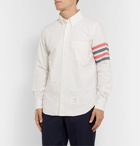 Thom Browne - Button-Down Collar Striped Cotton-Flannel Shirt - White