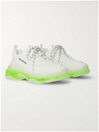 BALENCIAGA - Triple S Clear Sole Mesh and Leather Sneakers - White