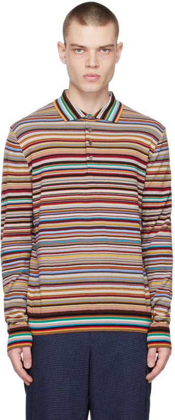Photo: Paul Smith Multicolor Stripe Long Sleeve Polo