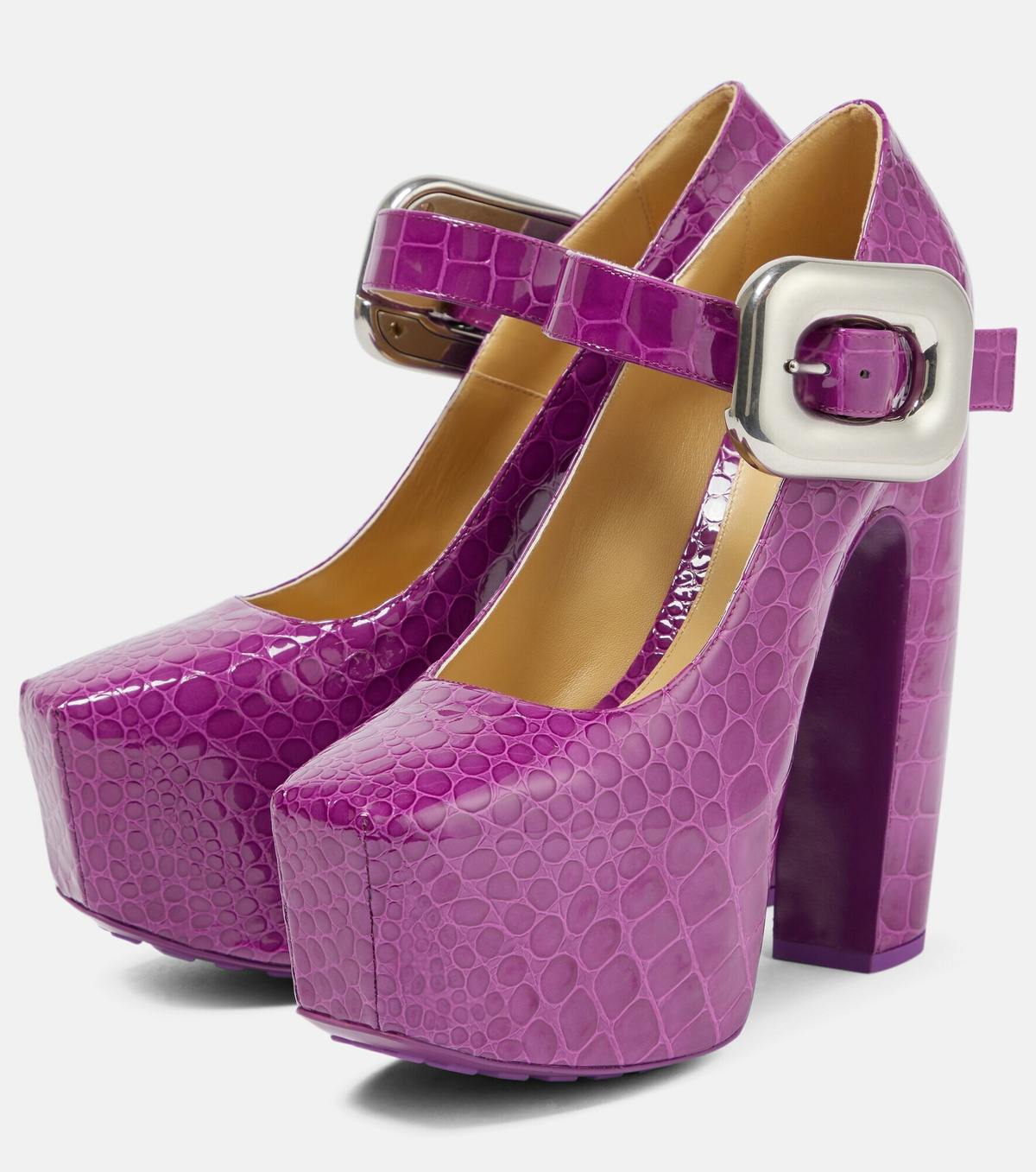 Bottega Veneta - Mostra leather platform Mary Jane pumps