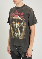 Saint Mxxxxxx X A Bathing Ape Skull Printed Cotton T-shirt Black