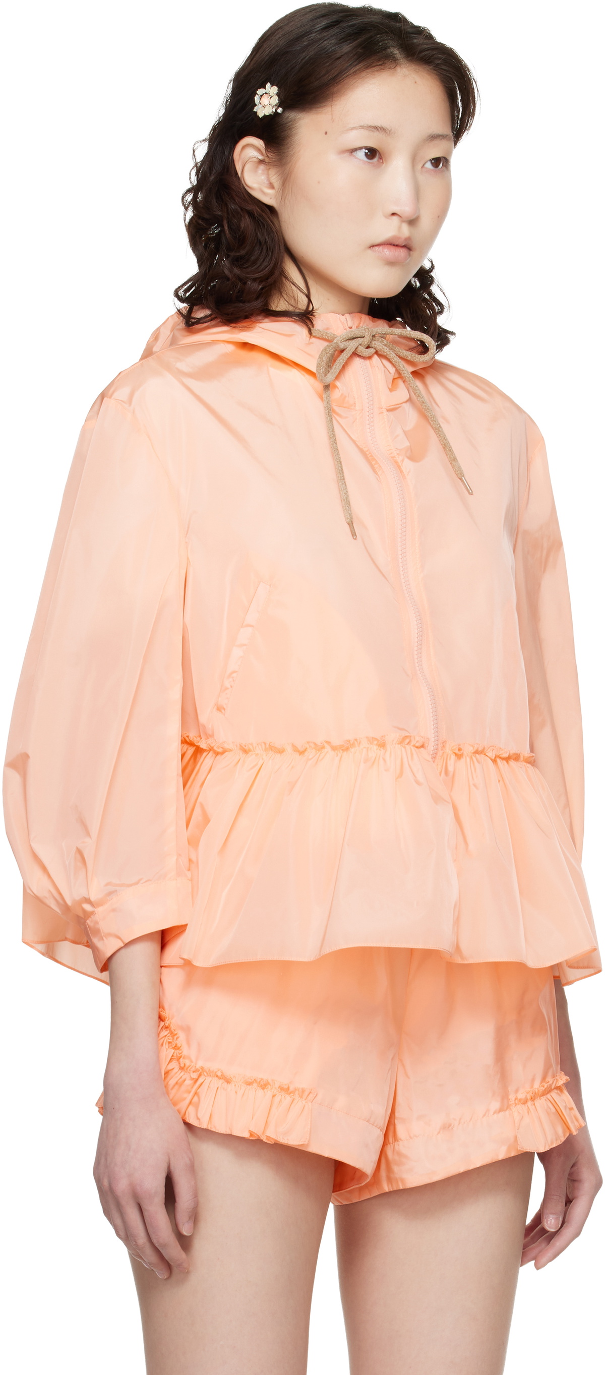 Simone Rocha Orange Ruffle Frill Peplum Jacket