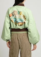 Alemais Opal Printed Satin Bomber Jacket Mint