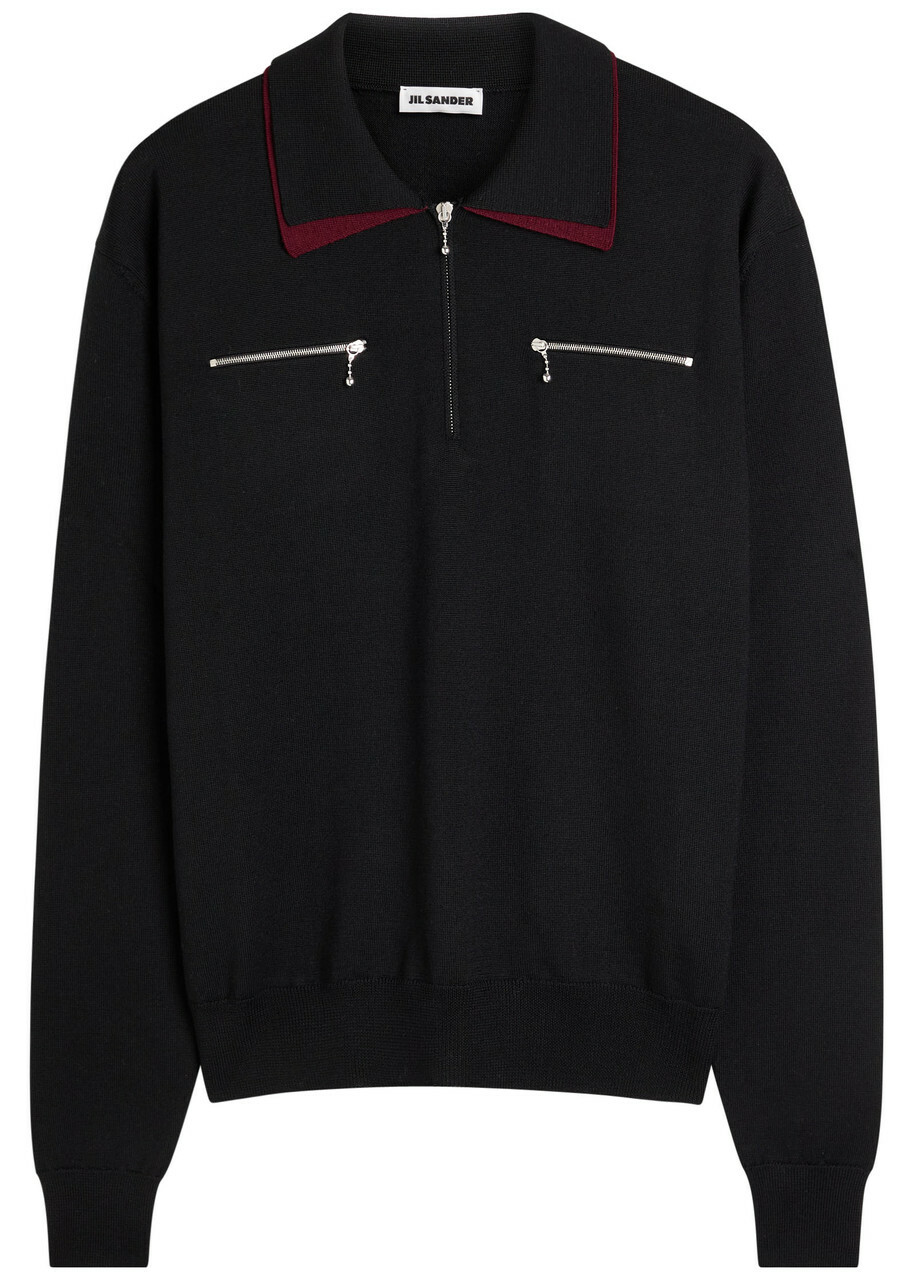 Jil Sander Wool Polo Shirt Black