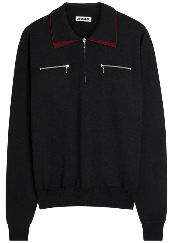 Photo: Jil Sander Wool Polo Shirt Black