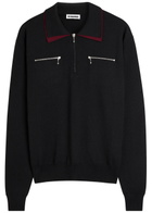 Jil Sander Wool Polo Shirt Black