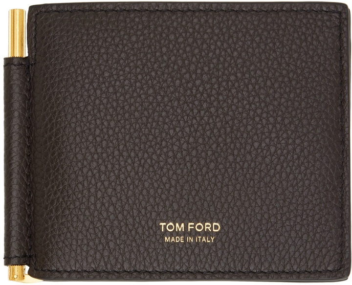 Photo: TOM FORD Brown Soft Grain Leather Money Clip Wallet