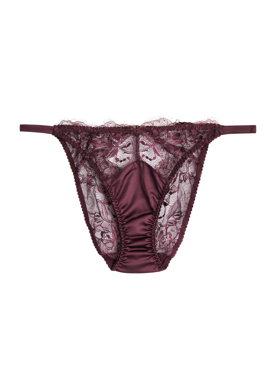 Fleur OF England Eliza Ouvert Lace Briefs Dark Purple