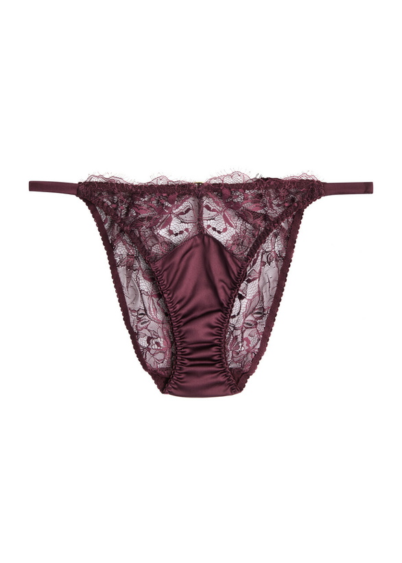 Photo: Fleur OF England Eliza Ouvert Lace Briefs Dark Purple