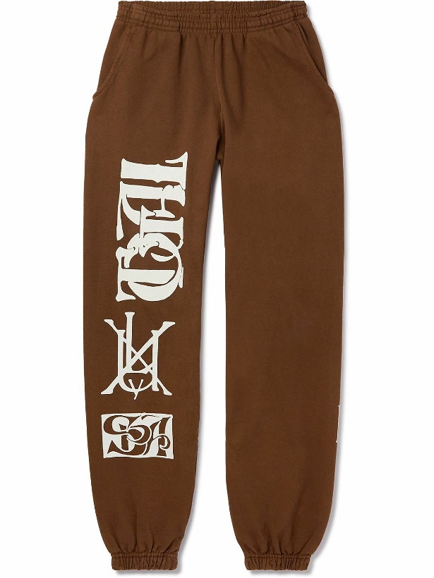 Photo: Total Luxury Spa - Tapered Printed Cotton-Jersey Sweatpants - Brown