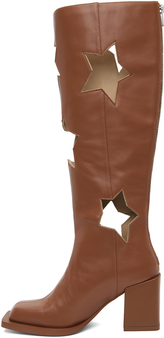 ANDREJ GRONAU SSENSE Exclusive Brown Star Cut Boots