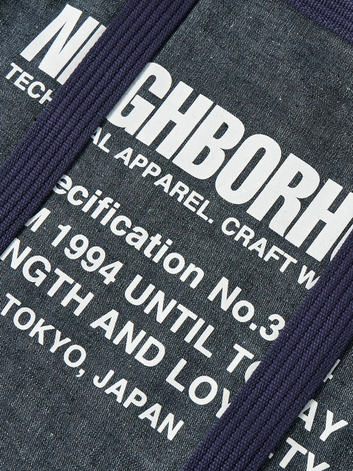 Neighborhood - Canvas-Trimmed Logo-Print Denim Tote Bag