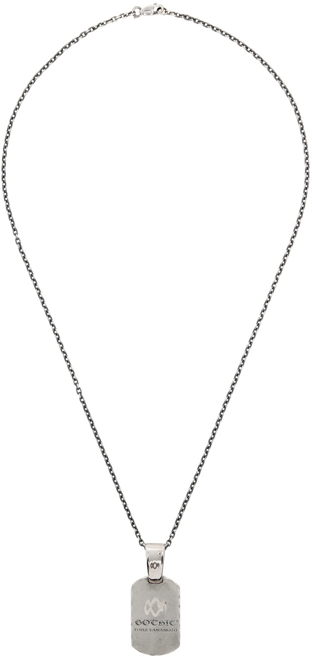 Yohji Yamamoto Silver Dog Tag Pendant Necklace