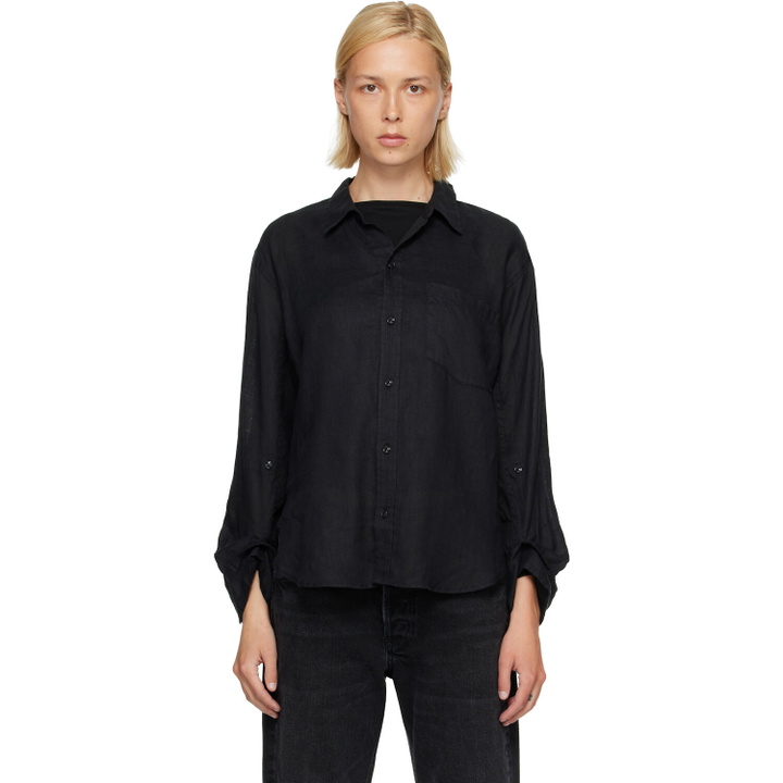 Photo: Citizens of Humanity Black Kayla Shrunken Linen Shirt