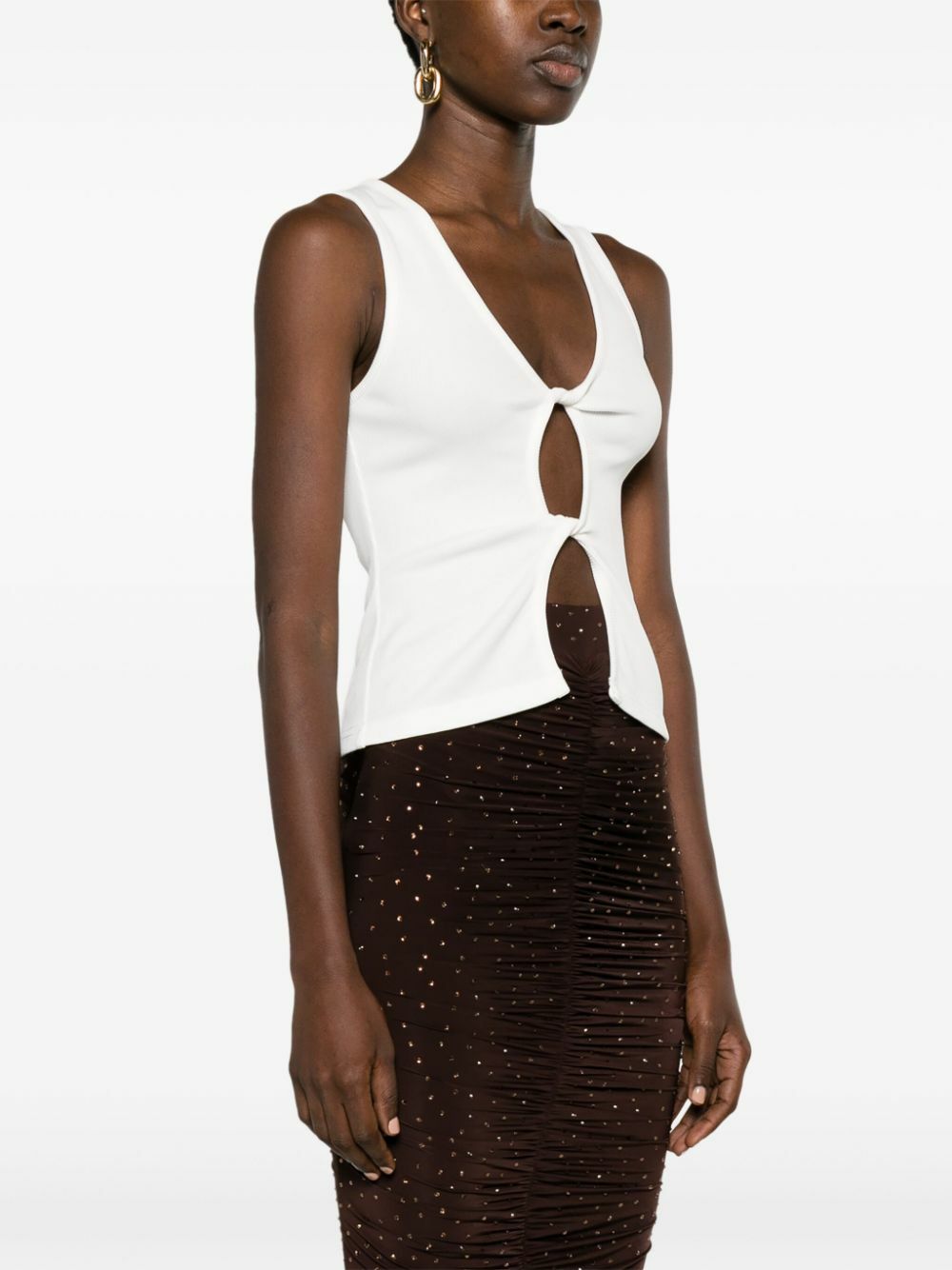 Christopher Esber White Twist Cut-Out Tank Top