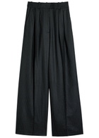 Anine Bing Lou Pinstriped Wide-leg Trousers Black And White