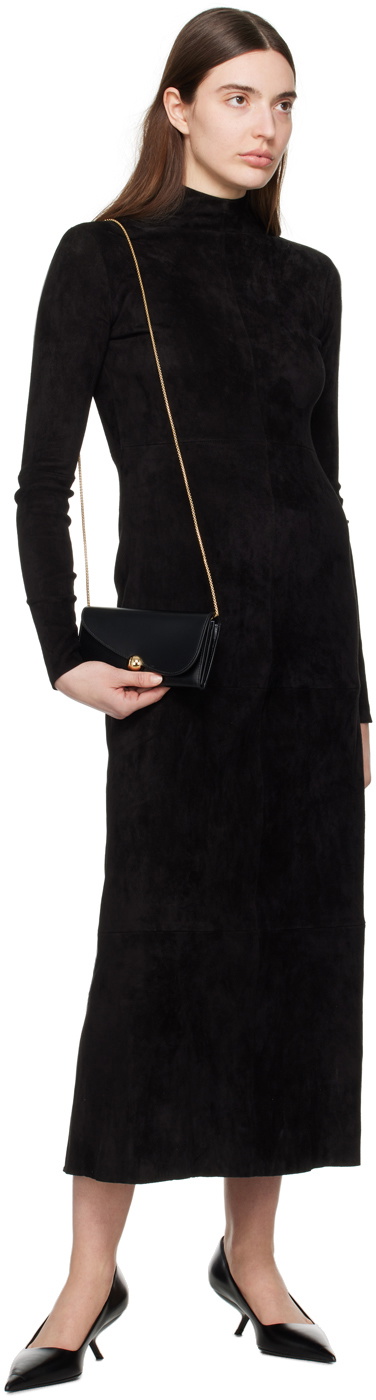 Ferragamo Black Asymmetrical Flap Wallet Bag
