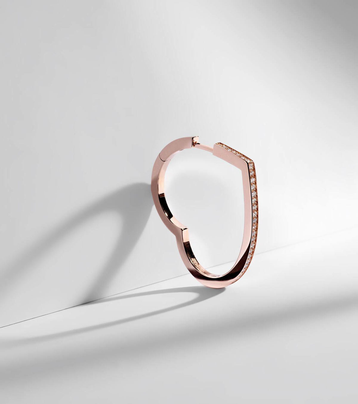 Repossi Antifer Heart Large 18kt rose gold single hoop earring with diamonds