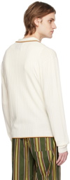 King & Tuckfield Off-White Irregular Rib Shirt