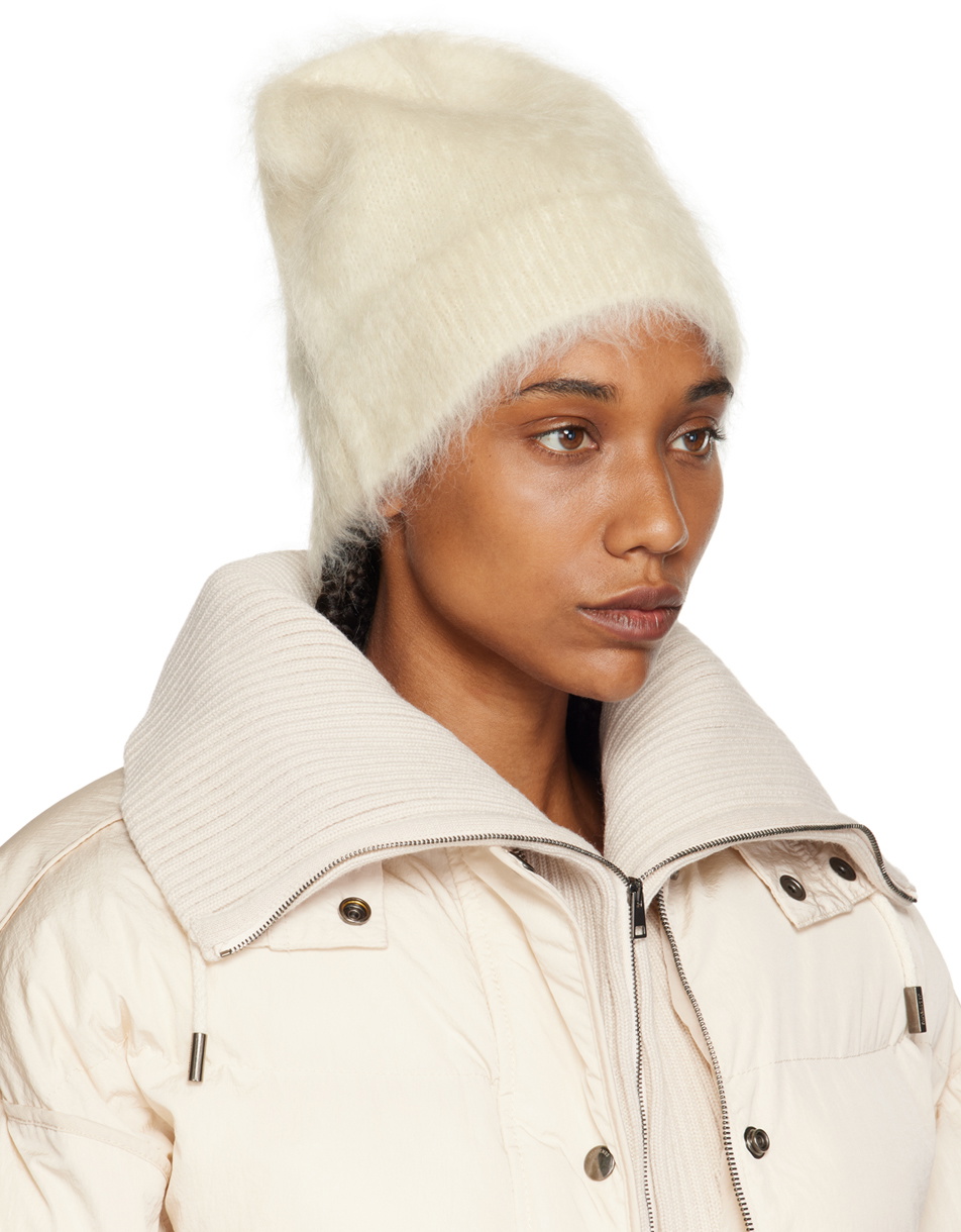 Jil Sander White Brushed Beanie